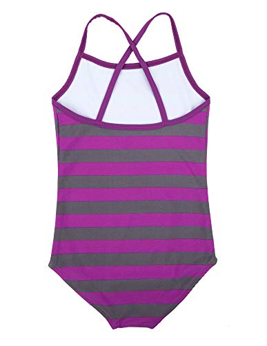 Image of Leveret Kids Baby Boys Girls One Piece Swimsuit UPF 50+ Striped Purple /Grey Size 4 Toddler