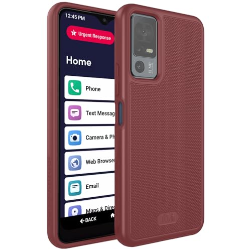 TUDIA MergeGrip for Jitterbug Smart 4 Case T608G, [Military Grade Drop Tested] Shockproof Protection Slim Rugged Dual Layer Heavy Duty Phone Cases for Senior - Burgundy