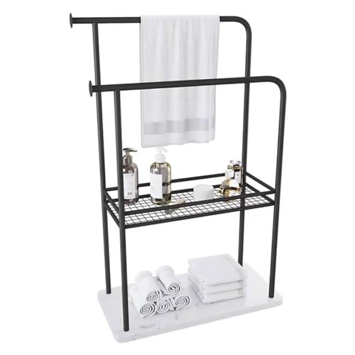 Support de douche autoportant 100cm rangement bain fer noir - 2