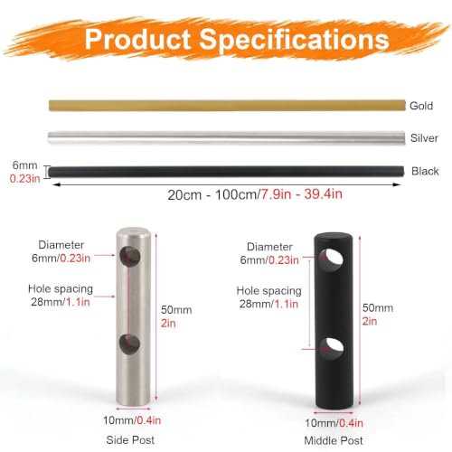Barra protectora anticaída dorada de 2 niveles para librerías y estantes de 70cm 5