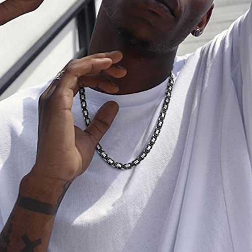 Mprainbow Flat Byzantine Bracelet Necklace Sets - Punk Cool Link Chain Bracelet & Necklace,316L Stainless Steel 6/8/10/11Mm Width 24 Inch Length Chain For Men Women,Hip Hop Jewelry #TOP2