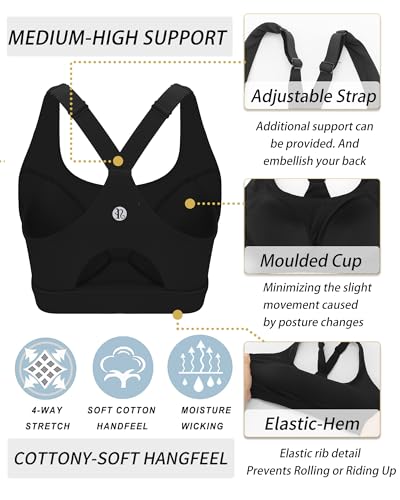 Image of RUNNING GIRL High Impact Sports Bras for Women, High Support Running Adjustable Workout Sports Bras with Sewn in Pads