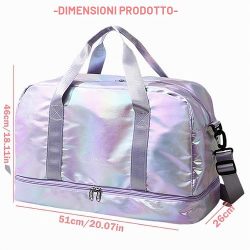Borsone Palestra Donna con Scomparto Scarpe e Tasca Umida, Grande Borsa da Viaggio Impermeabile 40L, Borsone Sportivo per Piscina Yoga e Borsa Ospedale Parto, Bagaglio a Mano Leggero con Tracolla