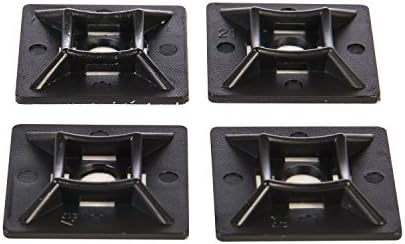 100 Pack of Black Cable Tie Bases - 28mm x 28mm - Premium Adhesive Fixing Mounts by Gocableties