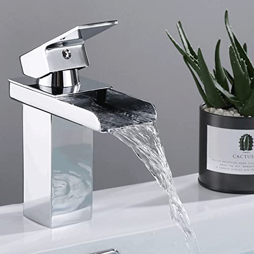Mitigeur cascade salle de bain en acier inoxydable chromé durable
