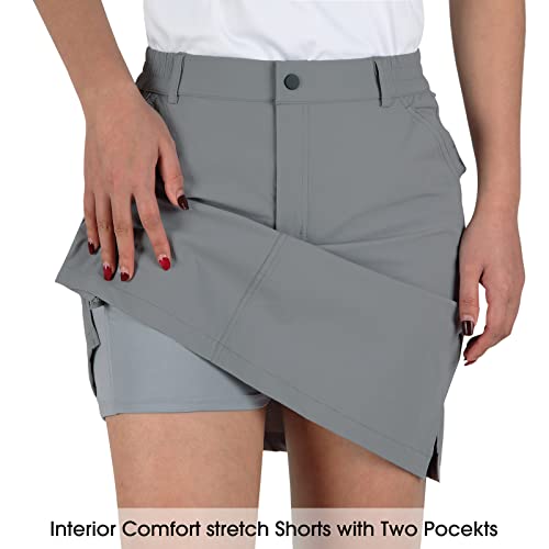 Anivivo Women's Golf Skorts Skirts 18" Outdoor Hiking Casual Skorts With Zip Pockets Quick Dry Lightweight Skirts (Gray,L) #TOP1