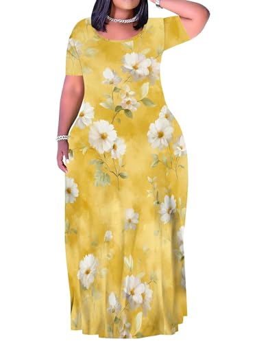 Image of Plus Size Maxi Dresses for Curvy Women T-Shirt Summer Sun Dresses Loose Fit