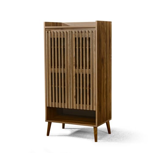 超人気【新作】ウォールナット色の玄関キャビネット、下駄箱 Walnut Amazon｜KJUUJE玄関キャビネット 大容量収納下駄箱キャビネット 5段