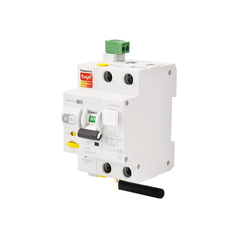 gloca Differenziale Magnetotermico Wi-Fi Smart Con App Tuya Smart RCBO Riarmo Automatico Tramite APP 3M 1PN 16A 6KA 30mA 220V