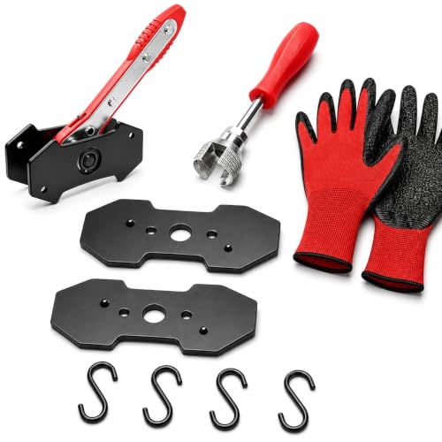 DTDBRT Brake Caliper Compression Tool Kit, 2-in-1 Disc and Drum Brake Service Set, 360° Ratcheting Piston Compressor with Spring Installer, 2 Steel Plates, 4 Hooks and Gloves for Cars Trucks SUVs RVs
