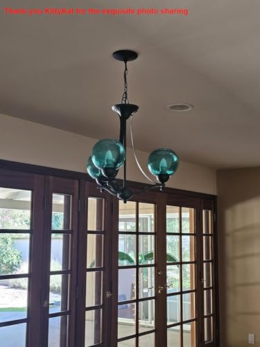 Image of 6.3 Inch Replacement Black Seeded Glass Lamp Shade Light Fixture,for Replacement Wall Sconce Pendant Light Ceiling Light Chandelier Shade,Factory Outlet (Ancient Green Glass 3 Pack)