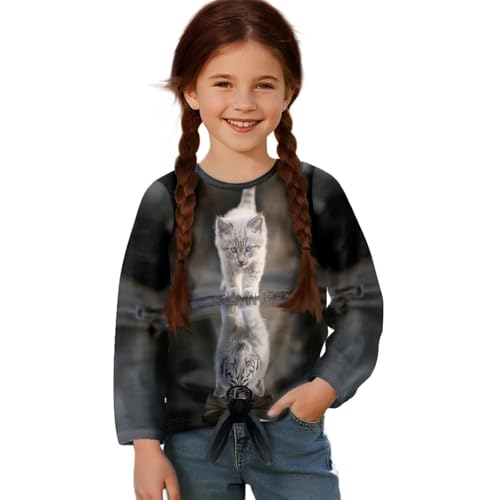 Belidome Girl’s Long Sleeve Front Tie T-Shirts Kids Soft Crewneck Shirt Novelty Graphic Fall/Spring Outfits Size 5-122