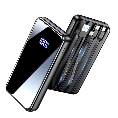 Portable Charger,42800mAh Power Bank Built-in Cable,22.5W PD USB C in