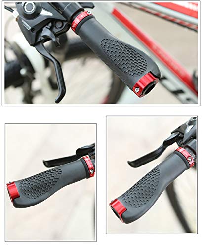 Image of TOPCABIN Ergonomic Bike Grips - Widen Holding Rubber Grips with Aluminum LockGrips for Mountain & Road Bikes