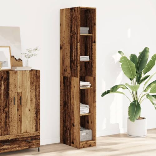 Armario con aspecto de madera envejecida, 30 x 50 x 200 cm, con espacio de almacenamiento y barra para colgar ropa, para pasillo, dormitorio, habitación infantil, moderno sistema de organización