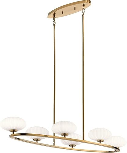 Kichler PIM 39" 6 Light Oval Chandelier with Satin Etched Cased Opal Glass in Fo