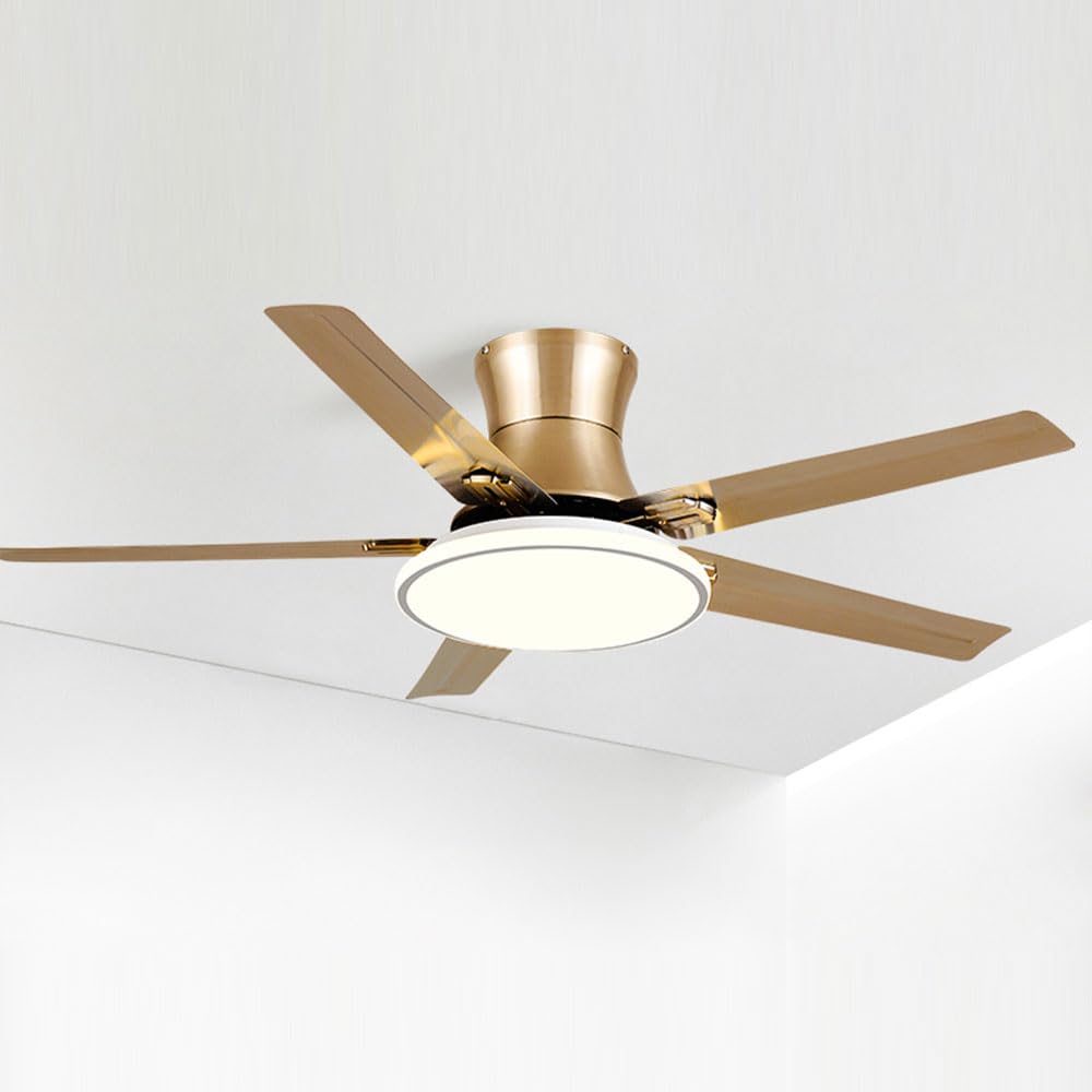 SXDMOUBK Nordic Metal Fan Light Remote 3 Speed Timing Ceiling Fan With LED Light Silent Indoor Ceiling Fan Light With 35CM Lampshade Flush Mount For Bedroom Living Room Restaurant
