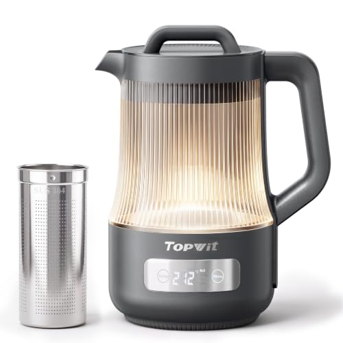 Image of TOPWIT 1.6L Smart Glass Electric Kettle with Temperature Control | Removable Stainless Steel Tea Infuser, Digital Touchscreen, 12 Hours Keep Warm, Auto Shut-Off, Ideal For Family Use, Grey