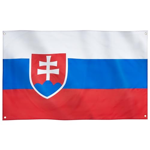 Runesol Slovakia flag, 91x152cm, 3ft x 5ft, 4 Grommets, Eyelet In Every Corner, Slovakian National Premium Flag, Inside