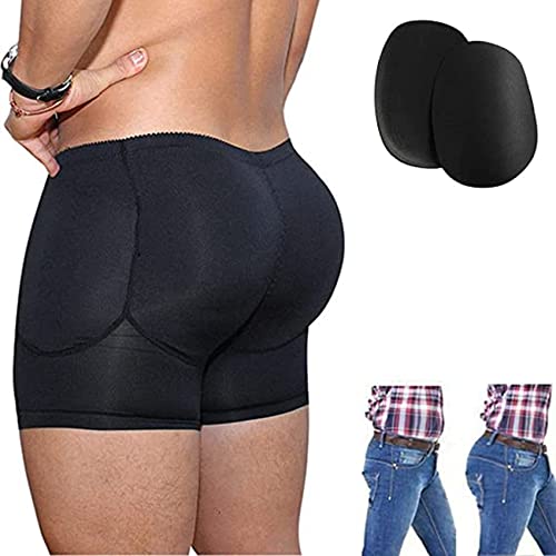 NLAVW sous-vêtements améliorant Les Fesses pour Hommes, Grande Taille 4xl-6xl caleçons rembourrés pour Les Hanches,Noir,L