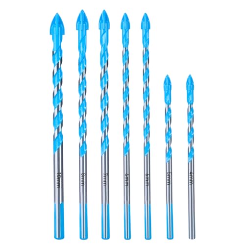 toolant Concrete Drill Bit Set & Masonry Drill Bit Set Four Cutting Edges Masonry Drill Bit Set for Concrete/Glass/Brick/Cement/Tile Industrial Strength Carbide Drill Bit Tip 4-10mm Box of 7