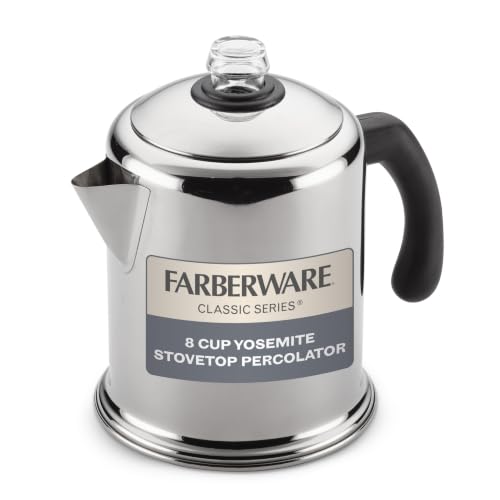 Farberware Classic Stainless Steel Yosemite Coffee Percolator, 8-Cup