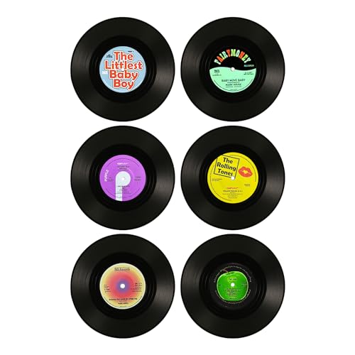 6 sottobicchieri in vinile, sottobicchieri neri, termoisolanti, tappetini antiscivolo, sottobicchieri in plastica, sottobicchieri personalizzati, decorazione tavolo da caffè