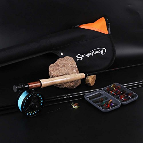 Sougayilang Saltwater Freshwater Fly Fishing Rod With Reel Combo Kit (Black Kits With Bag) #TOP3