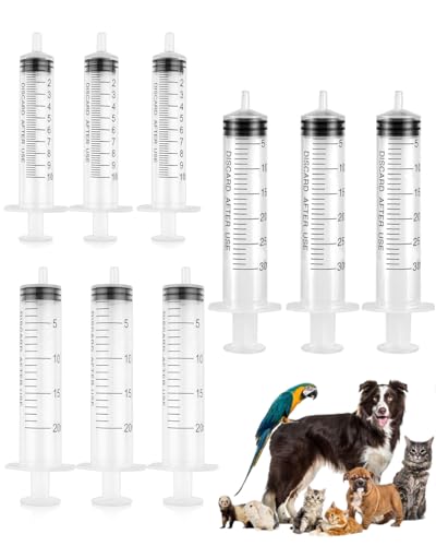 FUGLUS - FUGLUS Plastique Seringue Plastique, 9 pcs Seringue D’alimentation,Seringues de Distribution pour Chien,Chat,Animal Alimentation,Science,Laboratoire,Usage Industriel,10ml,20ml,30ml
