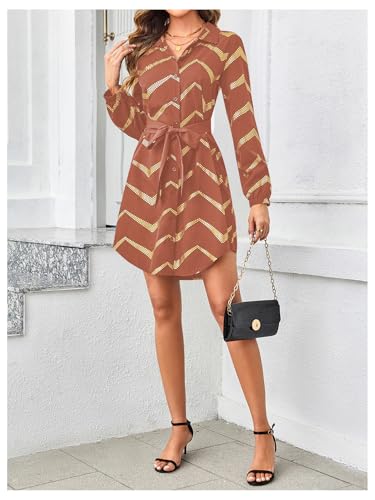 Image of SweatyRocks Women's Metallic Gold Long Sleeve Dresses Collar Shirtdress Casino Night Party Outfit