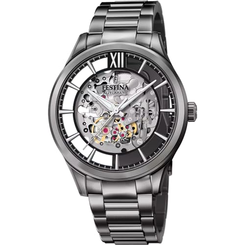 Image of Festina Automatic Skeleton Watch, Stainless Steel Analog Wristwatch