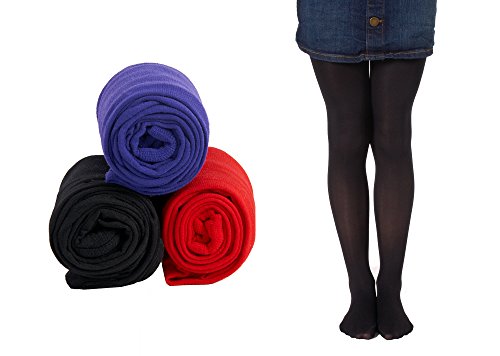 Mallary Girls Microfiber Tights 3-Pack Purple, Red, Black 2 to 4