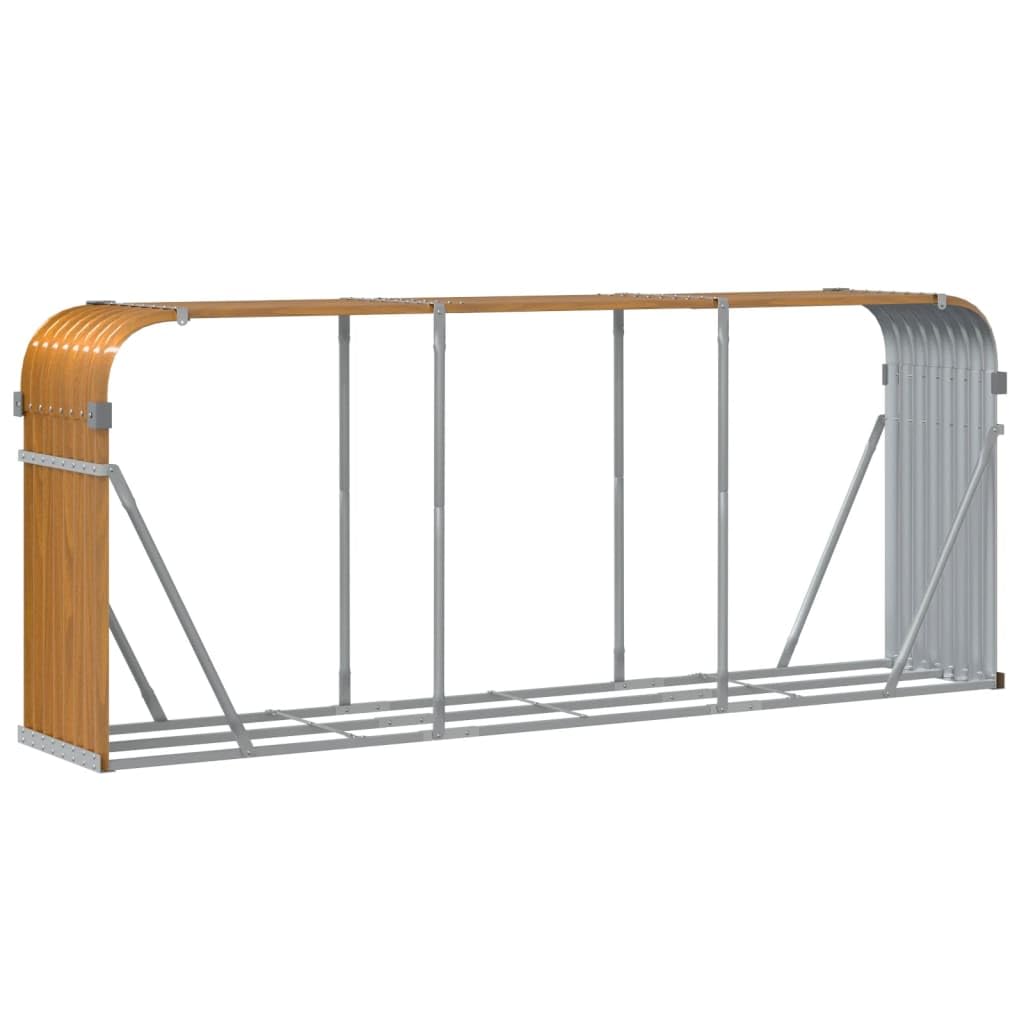 Kaminholzunterstand Holzoptik 234x45x100 cm Verzinkter Stahl Brennholz Lagerung Feuerholz Scheitholz für Kamin Ofen Terrasse Garten Haus Innenbereich Wohnzimmer