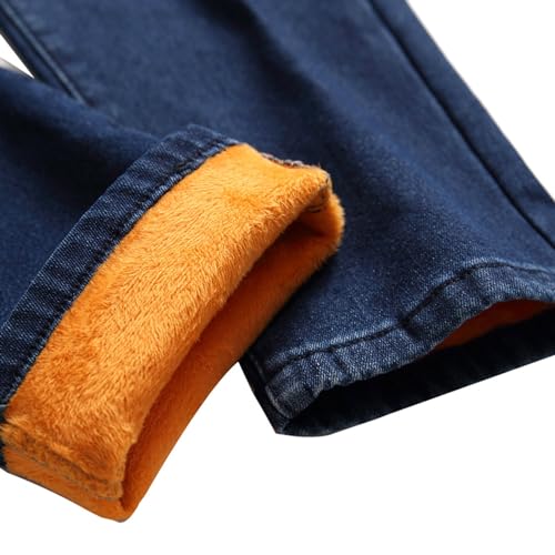 Fleece Lined Jeans Men,Winter Flannel Lined Jeans for Men Thermal Thicken Stretch Warm Denim Pants4