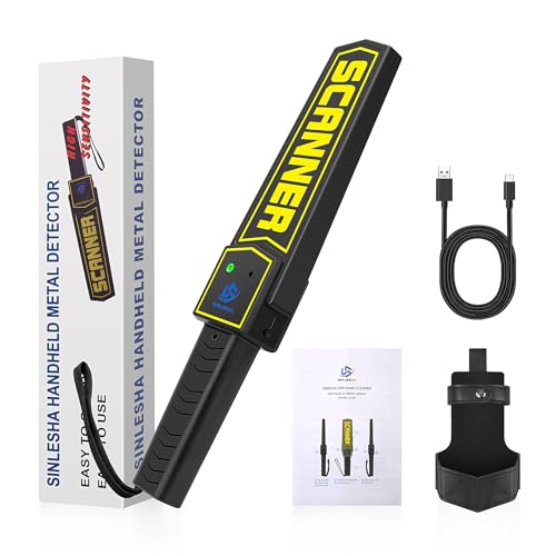 SINLESHA Handheld Metal Detector Wand Rechargeable, High-Sensitivity Security Detector, for Security Inspection, Detect Various Metal Objects, Nails, Weapons, Knives (with Built-in Battery)