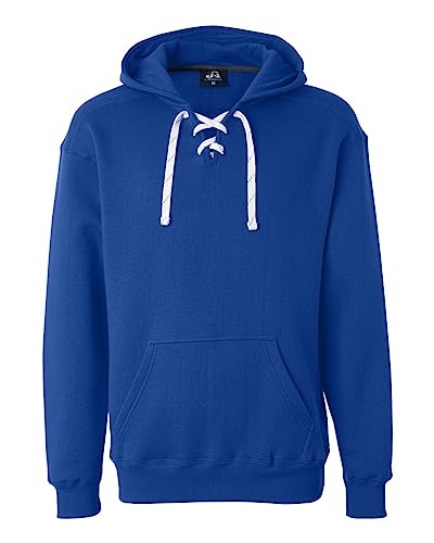 Blue Hockey Hood Sweatshirt: 80% Ringspun Cotton 20% Polyester Fleece Fabric. Royal Blue X-Large