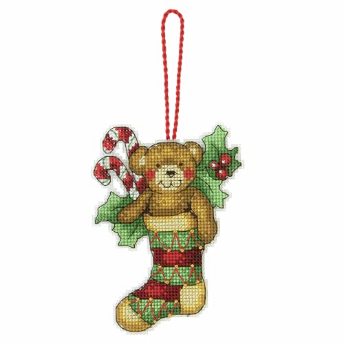 Image of Dimensions Counted Cross Stitch Teddy Bear Ornament Kit, 3.25 inch x 4.5 inch