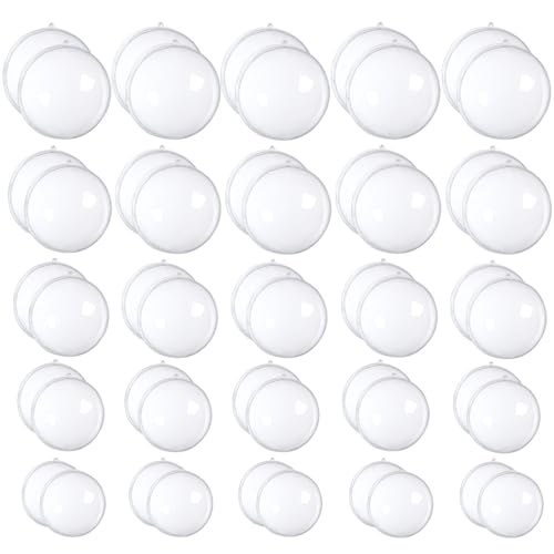 50 Set 100PCS Clear Plastic Fillable Ornaments,Transparent DIY Ch...