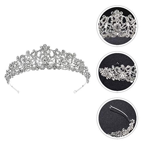 Amosfun Nupcial Da Coroa Do Vintage Barroco Rodada Coroa de Strass Vestido De Noiva Headwear Hairban