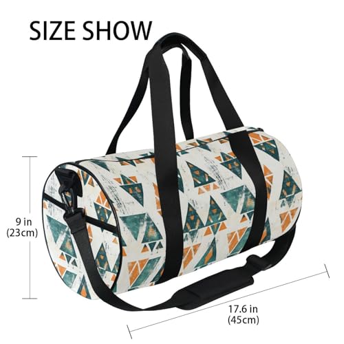Aztec Navajo Print Sports Duffel Bag Large Capacity Barrel Gym Bag with Full Print Polyester Fabric, Multiple Pockets and Detachable Strap for Sports Gym and Weekend Getaways4