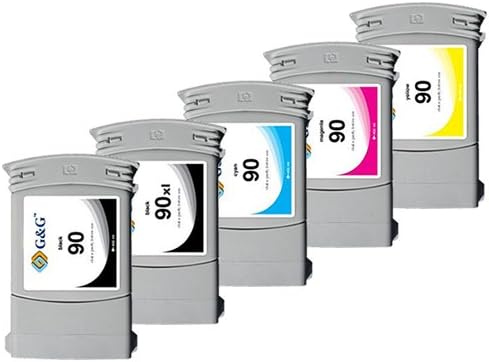 Brand New Compatible Series 90 Printer Ink Cartridge 5-Pack (Full SET Combo pack) for HP DesignJet Wide Format Printers