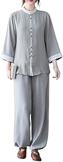 Tai Chi Uniform Women Men Kung Fu Suit Chinese Tang Suit Martial Arts Suit Meditation Suit Shirt Long Pants Outfits