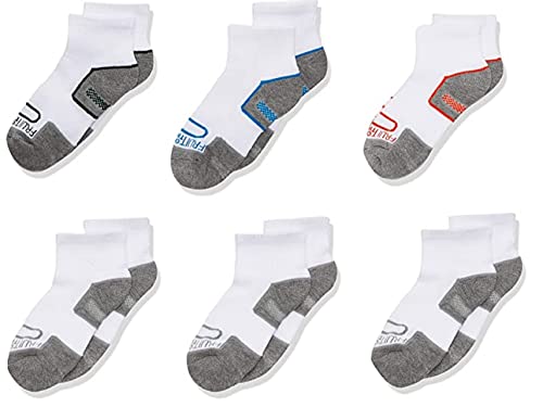 Fruit of the Loom Boys 6-pair Half Cushion Ankle Socks White Multi Medium