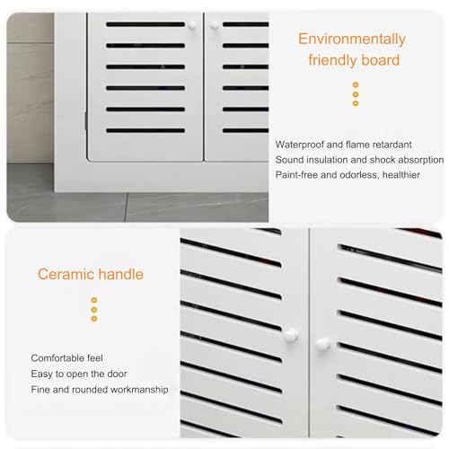Cubierta de radiador con mesa y puertas mueble protector blanco de madera para salon 6