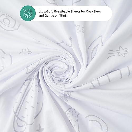 TansyPanda Bassinet Sheets for Baby Boys and Girls, 3 Pack, Ultra Soft, Breathable Stars, Moons, Cloud Theme - Dark Gray White (Gray, for Maxi-COSI, Papablic)