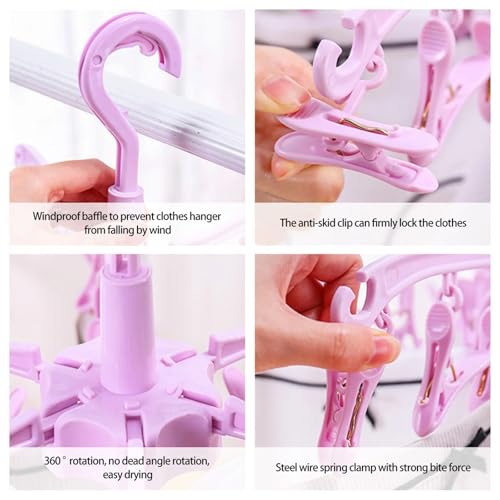 Support de séchage rotatif pour lingerie et pinces à linge intégrées