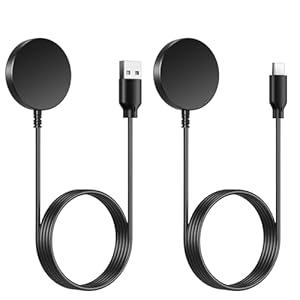 ACEQINGSE for Samsung Watch Charger, USB A/C Cable Charger for Galaxy Watch 8 7 Ultra 6 Classic 5 Pro 4 3 Active 2 1 FE, Magnetic Fast Charging Travel Cable (2PCS)