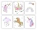 Unicorn Wall Posters Rainbow Unicorn Canvas Wall Art Prints Painting Girls Kids  Bedroom Nursery Glitter Wall Decor (Unframed)