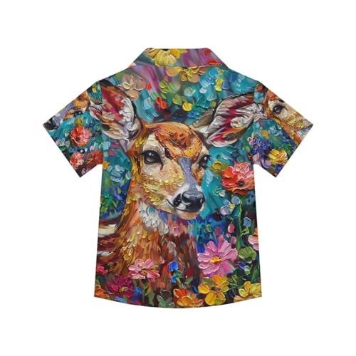 Image of PinUp Angel Funky Casual Hawaiian Shirt Kids Boys Girls Art Oil Painting Animal Pattern Short Sleeve Unisex Beach Shirt