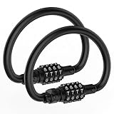 Candados de combinación, clips de mosquetón resistentes, cerradura de código grande en forma de D de 4 dígitos para candado de cable de seguridad de bicicleta con bucle, equipaje de maleta, casco,